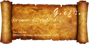 Gromen Árpád névjegykártya